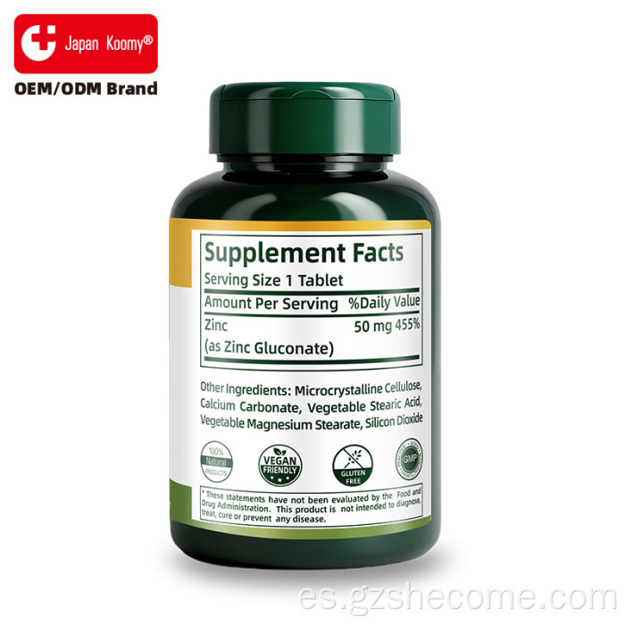 Shecome Zinc Tablets Apoyo a la salud inmune y antioxidante